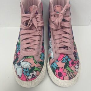 Nike Pink Athletic Shoes with Floral Design